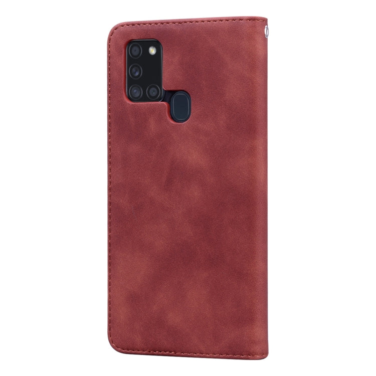 For Samsung Galaxy A21s Frosted Business Magnetic Horizontal Flip PU Leather Case with Holder & Card Slot & Lanyard