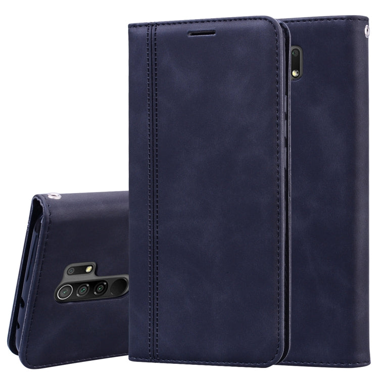 For Xiaomi Redmi 9 Frosted Business Magnetic Horizontal Flip PU Leather Case with Holder & Card Slot & Lanyard