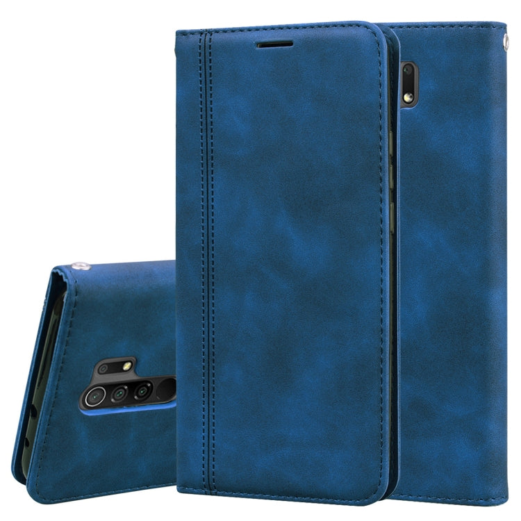 For Xiaomi Redmi 9 Frosted Business Magnetic Horizontal Flip PU Leather Case with Holder & Card Slot & Lanyard