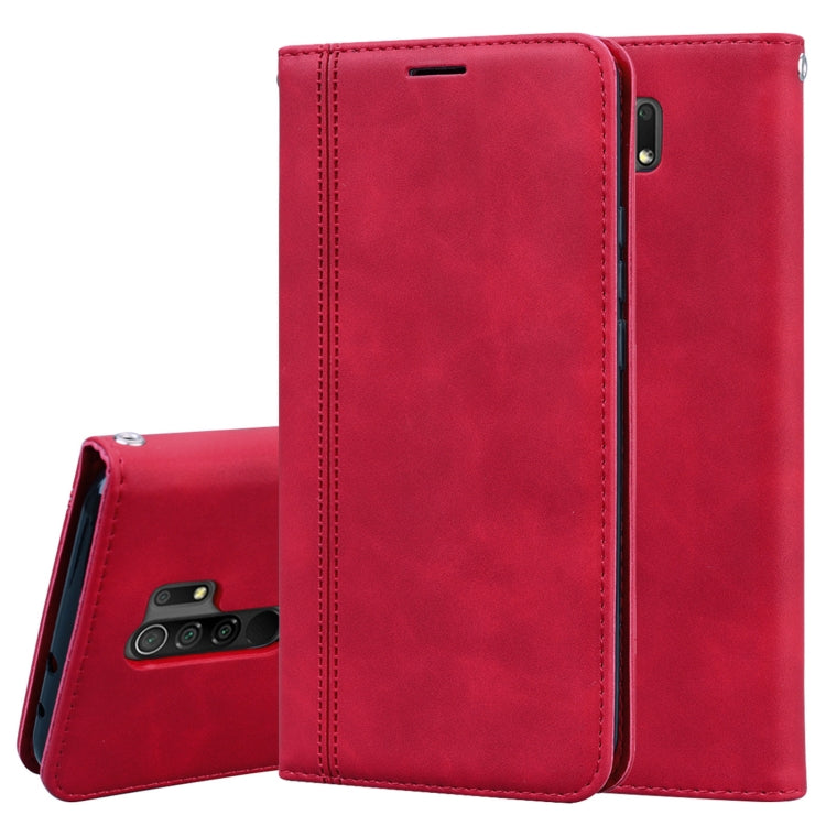 For Xiaomi Redmi 9 Frosted Business Magnetic Horizontal Flip PU Leather Case with Holder & Card Slot & Lanyard