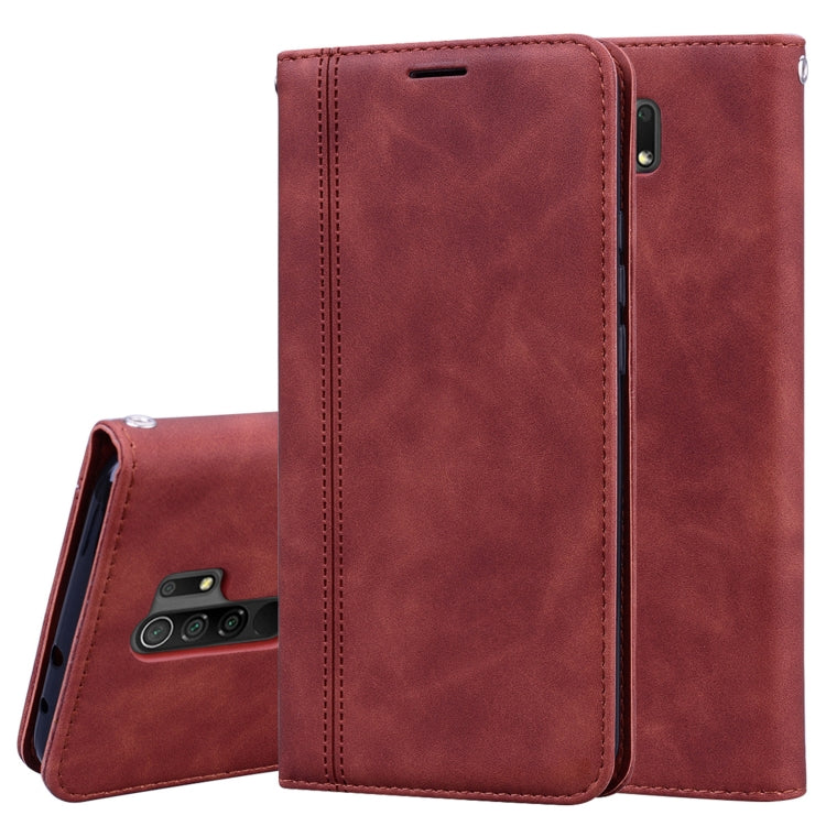 For Xiaomi Redmi 9 Frosted Business Magnetic Horizontal Flip PU Leather Case with Holder & Card Slot & Lanyard