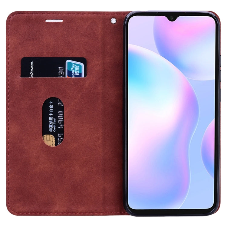 For Xiaomi Redmi 9 Frosted Business Magnetic Horizontal Flip PU Leather Case with Holder & Card Slot & Lanyard