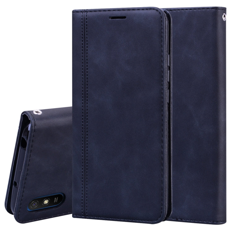 For Xiaomi Redmi 9A Frosted Business Magnetic Horizontal Flip PU Leather Case with Holder & Card Slot & Lanyard