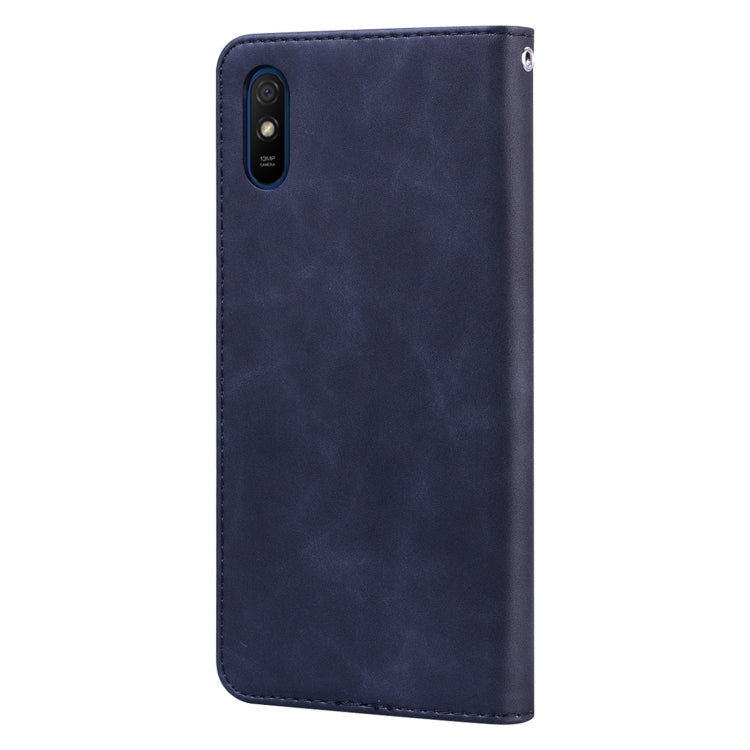 For Xiaomi Redmi 9A Frosted Business Magnetic Horizontal Flip PU Leather Case with Holder & Card Slot & Lanyard