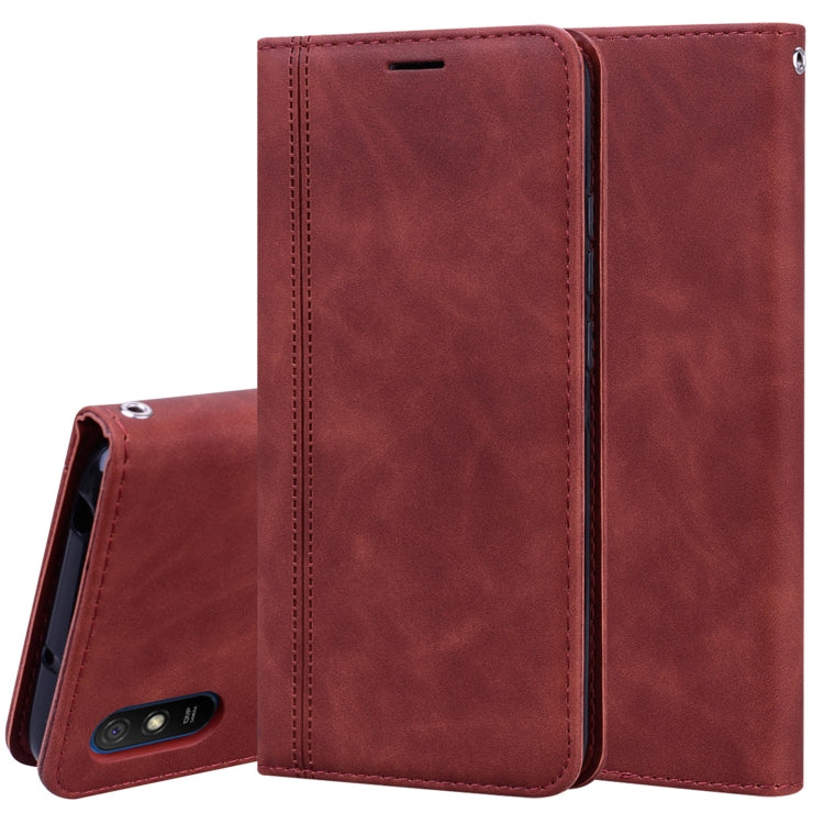 For Xiaomi Redmi 9A Frosted Business Magnetic Horizontal Flip PU Leather Case with Holder & Card Slot & Lanyard