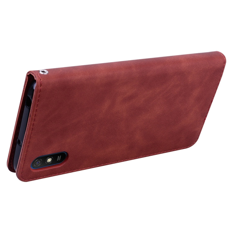 For Xiaomi Redmi 9A Frosted Business Magnetic Horizontal Flip PU Leather Case with Holder & Card Slot & Lanyard