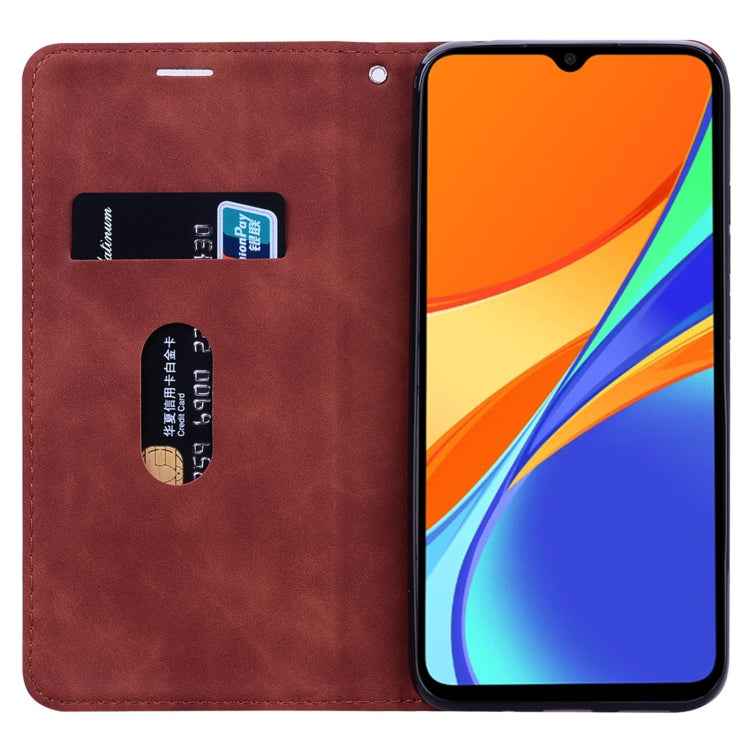 For Xiaomi Redmi 9C Frosted Business Magnetic Horizontal Flip PU Leather Case with Holder & Card Slot & Lanyard