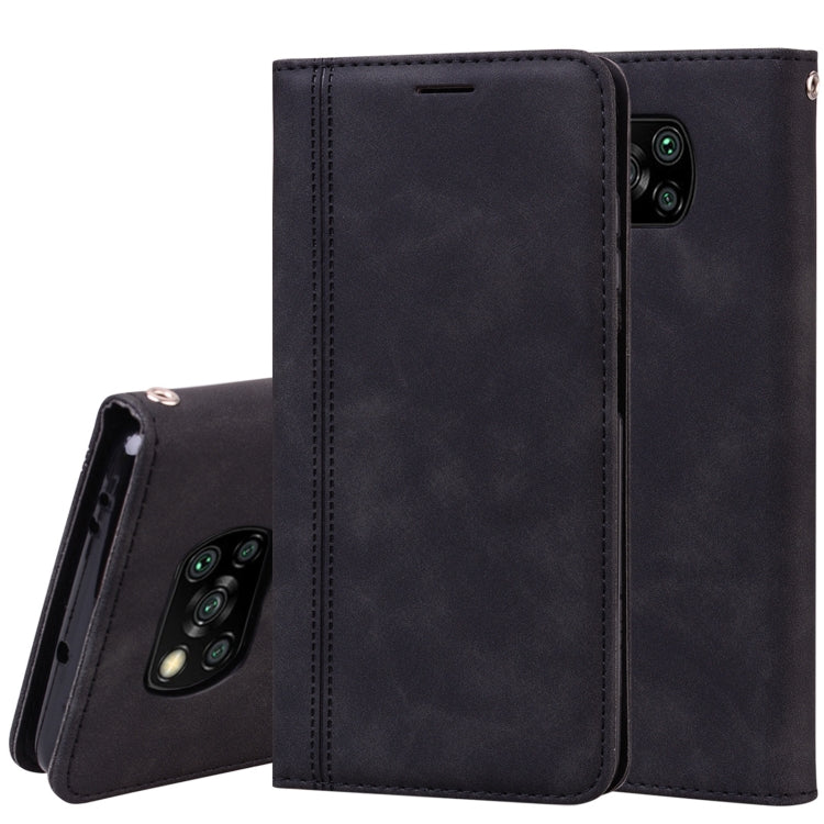 For Xiaomi Poco X3 NFC Frosted Business Magnetic Horizontal Flip PU Leather Case with Holder & Card Slot & Lanyard