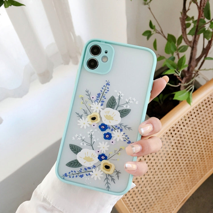 For iPhone 12 Precision Hole Skin Feel Flowers Plants Series Protective Case