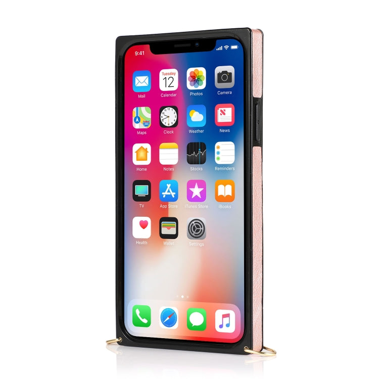 For iPhone 11 Square Zipper Wallet Bag TPU+PU Back Cover Case with Holder & Card Slots & Wallet & Cross-body Strap