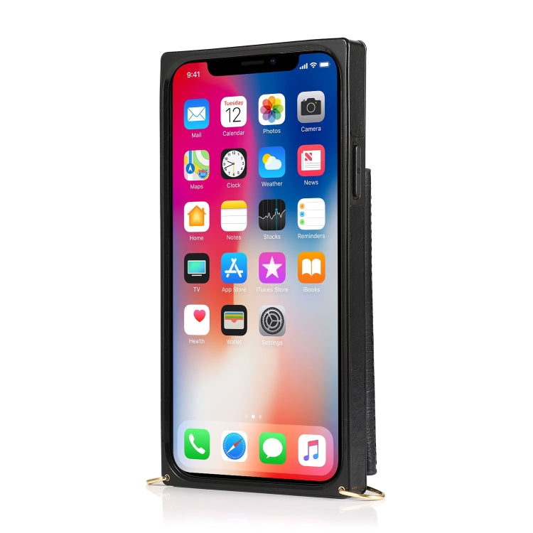 For iPhone 11 Square Zipper Wallet Bag TPU+PU Back Cover Case with Holder & Card Slots & Wallet & Cross-body Strap