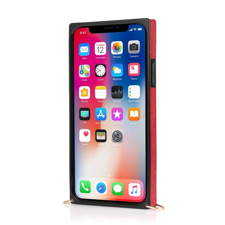 For iPhone 11 Square Zipper Wallet Bag TPU+PU Back Cover Case with Holder & Card Slots & Wallet & Cross-body Strap