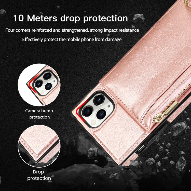 For iPhone 11 Pro Square Zipper Wallet Bag TPU+PU Back Cover Case with Holder & Card Slots & Wallet & Cross-body Strap