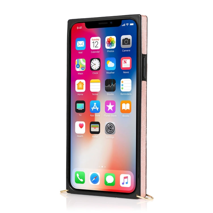For iPhone 11 Pro Max Square Zipper Wallet Bag TPU+PU Back Cover Case with Holder & Card Slots & Wallet & Cross-body Strap