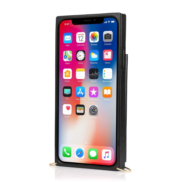 For iPhone 11 Pro Max Square Zipper Wallet Bag TPU+PU Back Cover Case with Holder & Card Slots & Wallet & Cross-body Strap