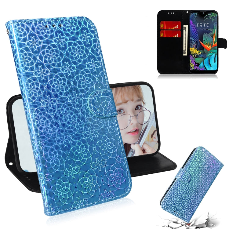 For LG K50 / Q60 Solid Color Colorful Magnetic Buckle Horizontal Flip PU Leather Case with Holder & Card Slots & Wallet & Lanyard