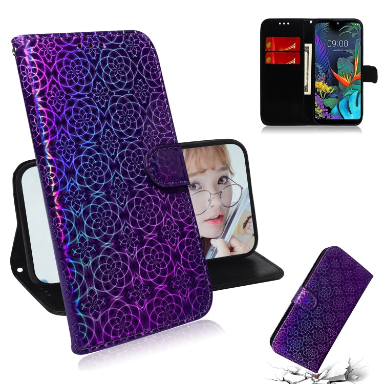 For LG K50 / Q60 Solid Color Colorful Magnetic Buckle Horizontal Flip PU Leather Case with Holder & Card Slots & Wallet & Lanyard