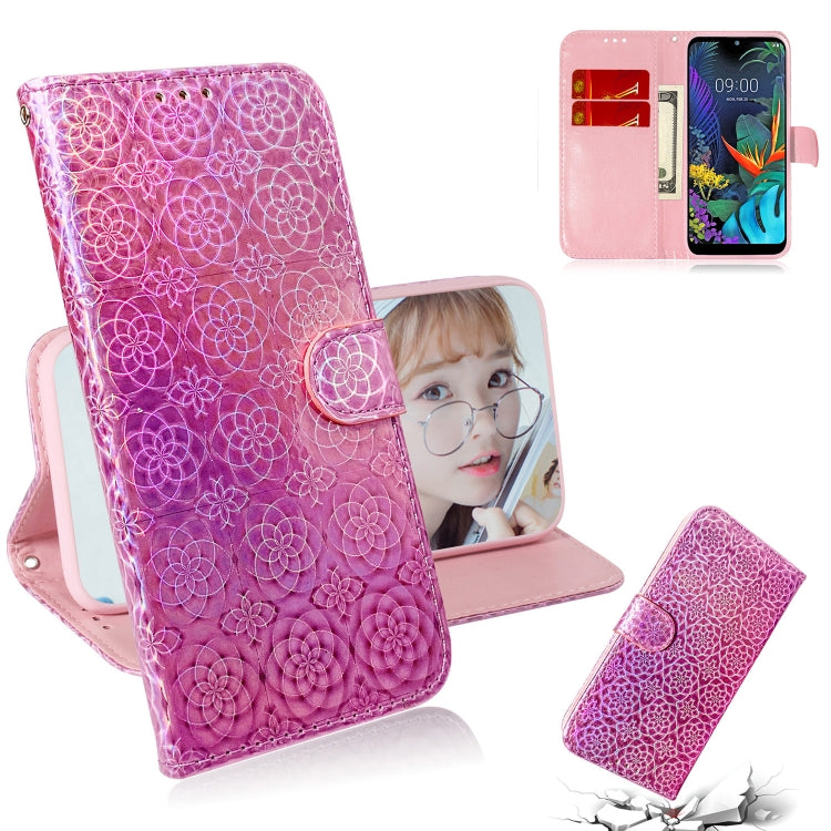 For LG K50 / Q60 Solid Color Colorful Magnetic Buckle Horizontal Flip PU Leather Case with Holder & Card Slots & Wallet & Lanyard