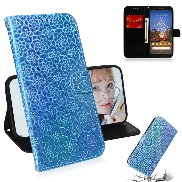 For Google Pixel 3A Solid Color Colorful Magnetic Buckle Horizontal Flip PU Leather Case with Holder & Card Slots & Wallet & Lanyard