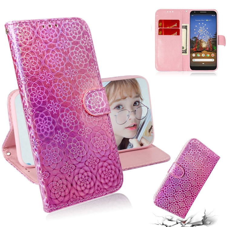 For Google Pixel 3A Solid Color Colorful Magnetic Buckle Horizontal Flip PU Leather Case with Holder & Card Slots & Wallet & Lanyard
