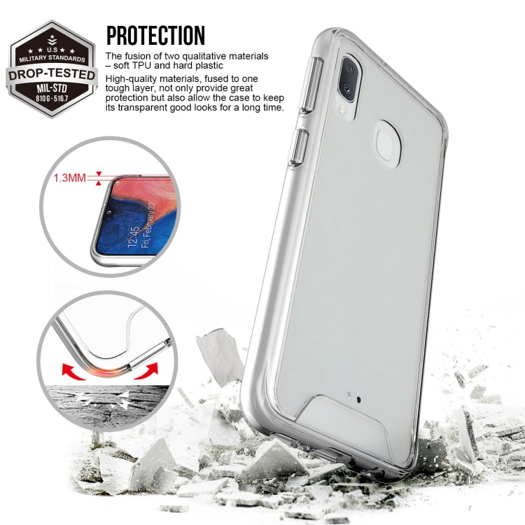 For Samsung Galaxy A20e Scratchproof TPU + Acrylic Space Protective Case(Transparent)