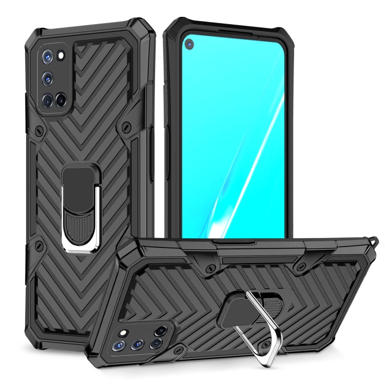 For OPPO A52 / A92 Cool Armor PC + TPU Shockproof Case with 360 Degree Rotation Ring Holder
