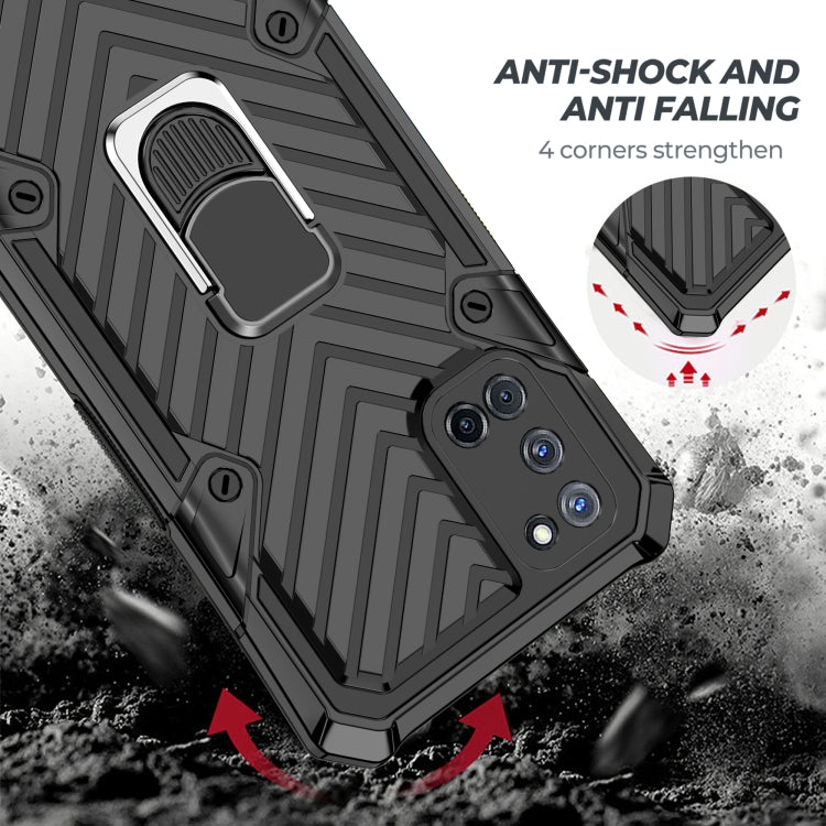 For OPPO A52 / A92 Cool Armor PC + TPU Shockproof Case with 360 Degree Rotation Ring Holder