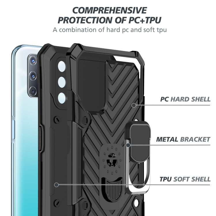 For OPPO A52 / A92 Cool Armor PC + TPU Shockproof Case with 360 Degree Rotation Ring Holder