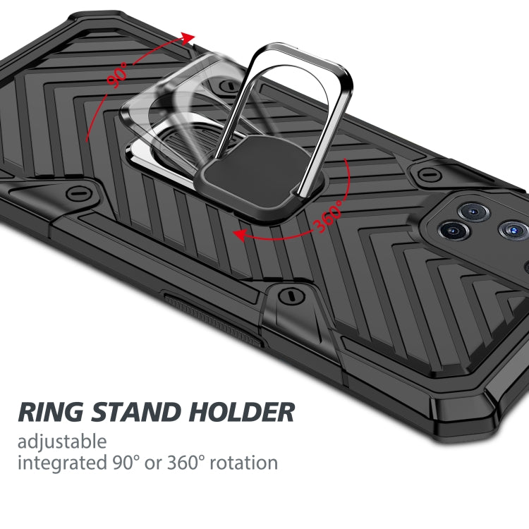 For OPPO A52 / A92 Cool Armor PC + TPU Shockproof Case with 360 Degree Rotation Ring Holder