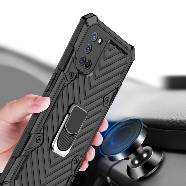 For OPPO A52 / A92 Cool Armor PC + TPU Shockproof Case with 360 Degree Rotation Ring Holder
