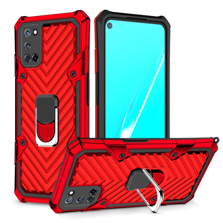 For OPPO A52 / A92 Cool Armor PC + TPU Shockproof Case with 360 Degree Rotation Ring Holder