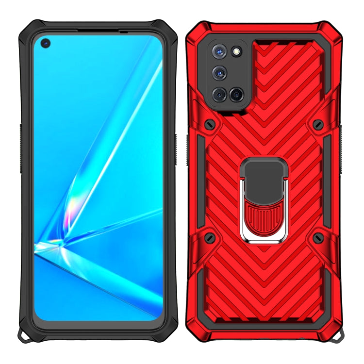For OPPO A52 / A92 Cool Armor PC + TPU Shockproof Case with 360 Degree Rotation Ring Holder