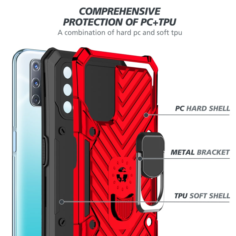 For OPPO A52 / A92 Cool Armor PC + TPU Shockproof Case with 360 Degree Rotation Ring Holder