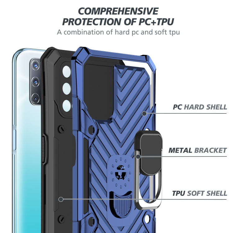 For OPPO A52 / A92 Cool Armor PC + TPU Shockproof Case with 360 Degree Rotation Ring Holder