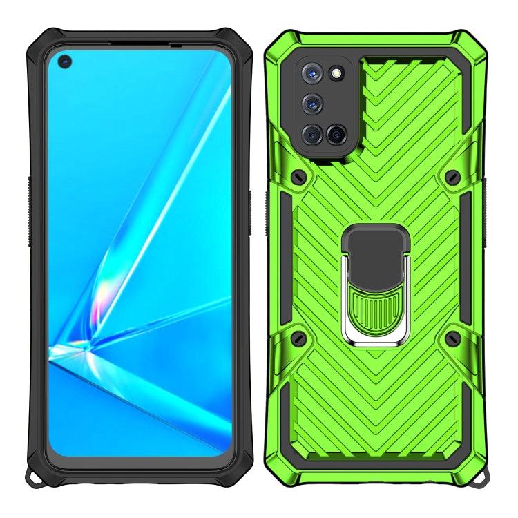 For OPPO A52 / A92 Cool Armor PC + TPU Shockproof Case with 360 Degree Rotation Ring Holder