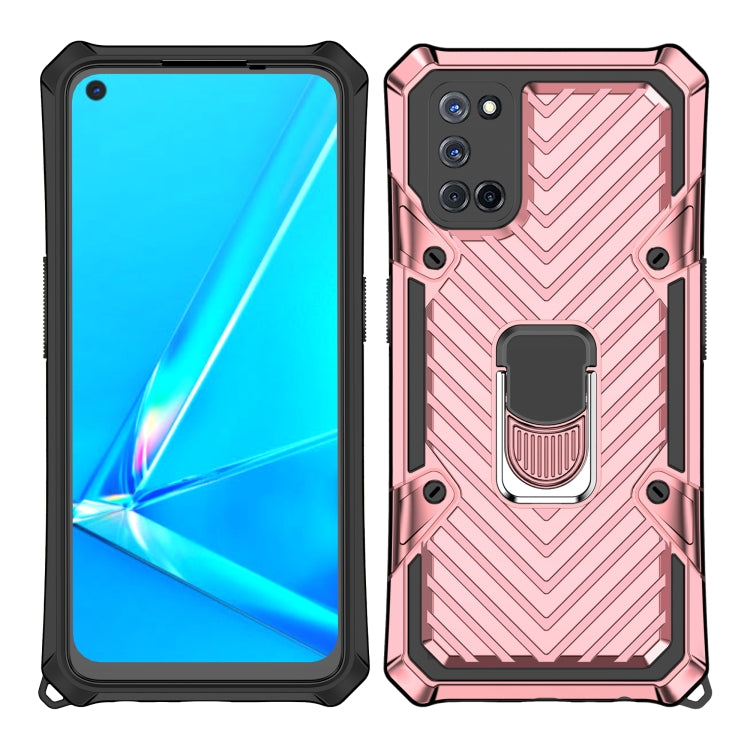 For OPPO A52 / A92 Cool Armor PC + TPU Shockproof Case with 360 Degree Rotation Ring Holder