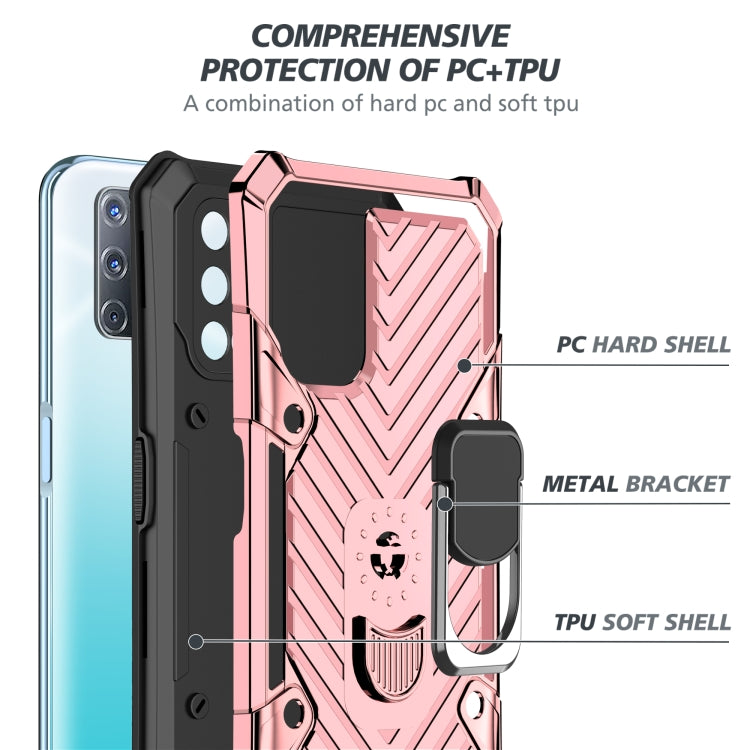 For OPPO A52 / A92 Cool Armor PC + TPU Shockproof Case with 360 Degree Rotation Ring Holder