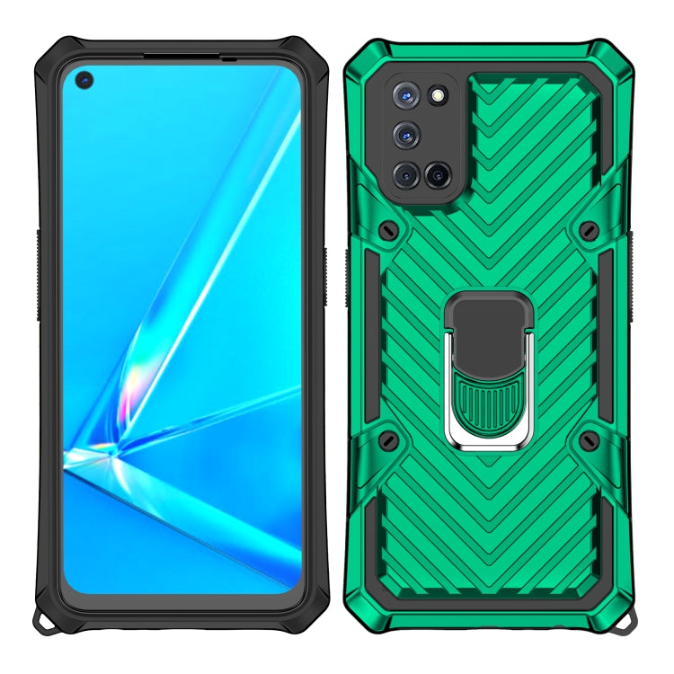 For OPPO A52 / A92 Cool Armor PC + TPU Shockproof Case with 360 Degree Rotation Ring Holder