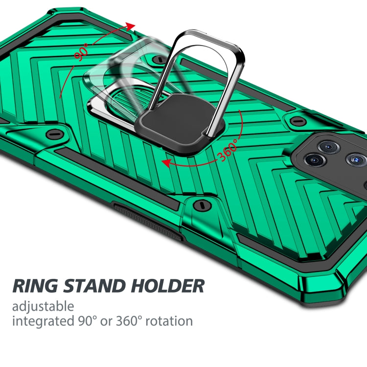 For OPPO A52 / A92 Cool Armor PC + TPU Shockproof Case with 360 Degree Rotation Ring Holder