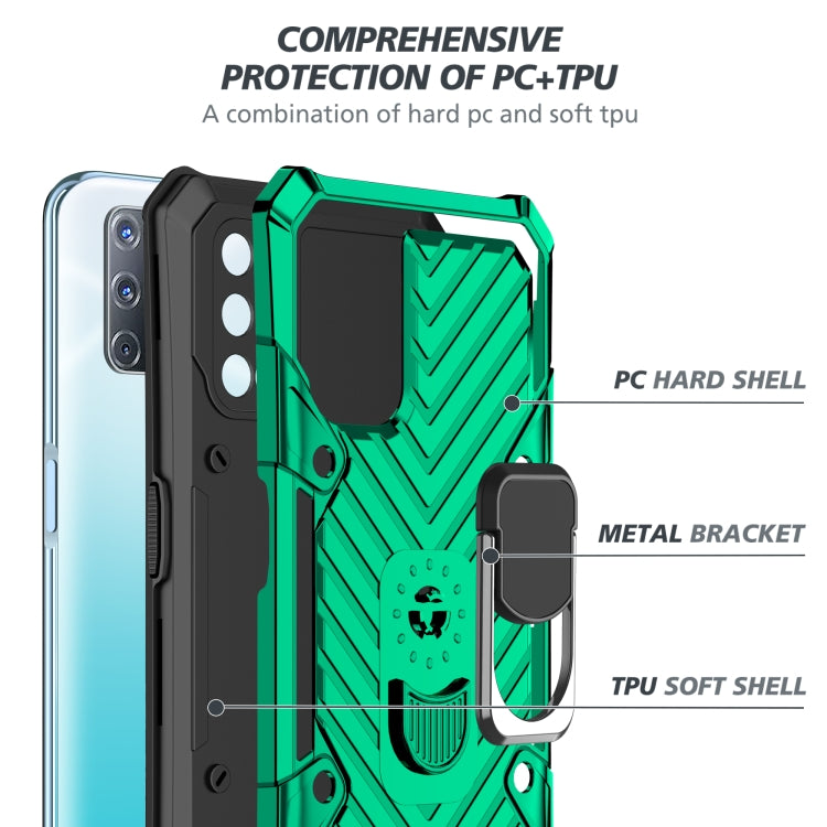 For OPPO A52 / A92 Cool Armor PC + TPU Shockproof Case with 360 Degree Rotation Ring Holder