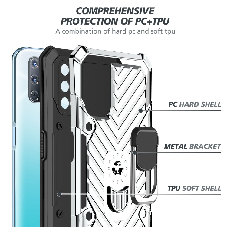 For OPPO A52 / A92 Cool Armor PC + TPU Shockproof Case with 360 Degree Rotation Ring Holder