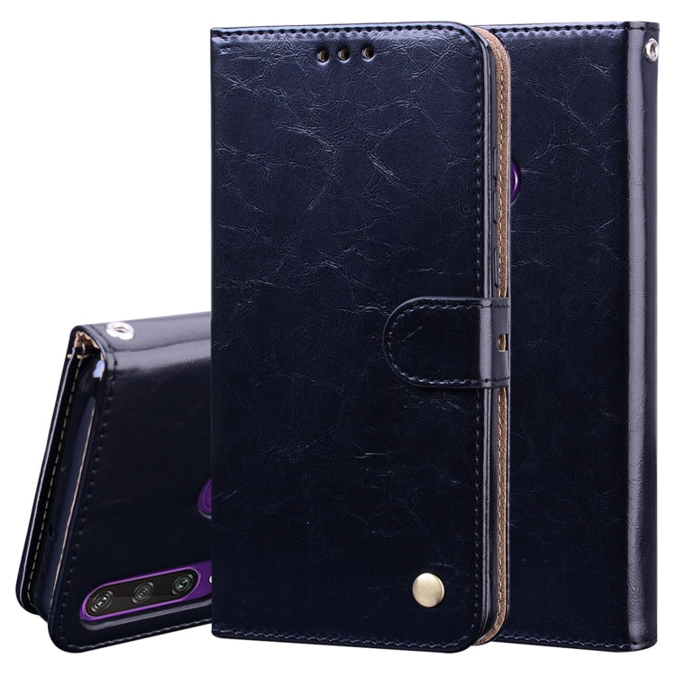 For Huawei Y6P 2020 Business Style Oil Wax Texture Horizontal Flip Leather Case with Holder & Card Slots & Wallet