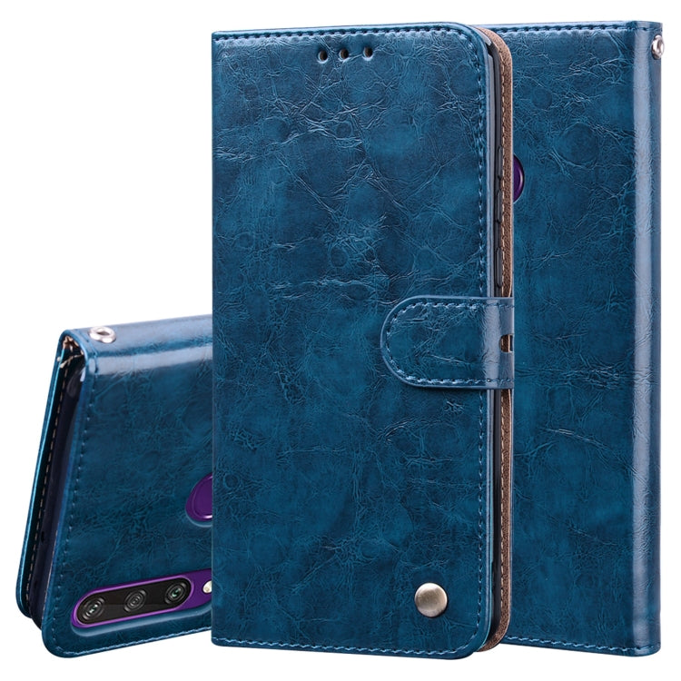 For Huawei Y6P 2020 Business Style Oil Wax Texture Horizontal Flip Leather Case with Holder & Card Slots & Wallet
