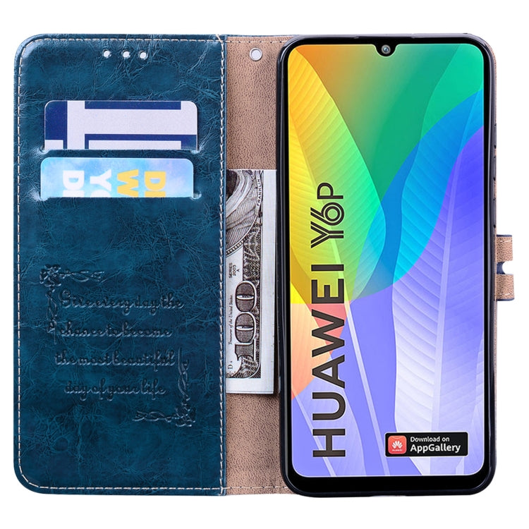For Huawei Y6P 2020 Business Style Oil Wax Texture Horizontal Flip Leather Case with Holder & Card Slots & Wallet