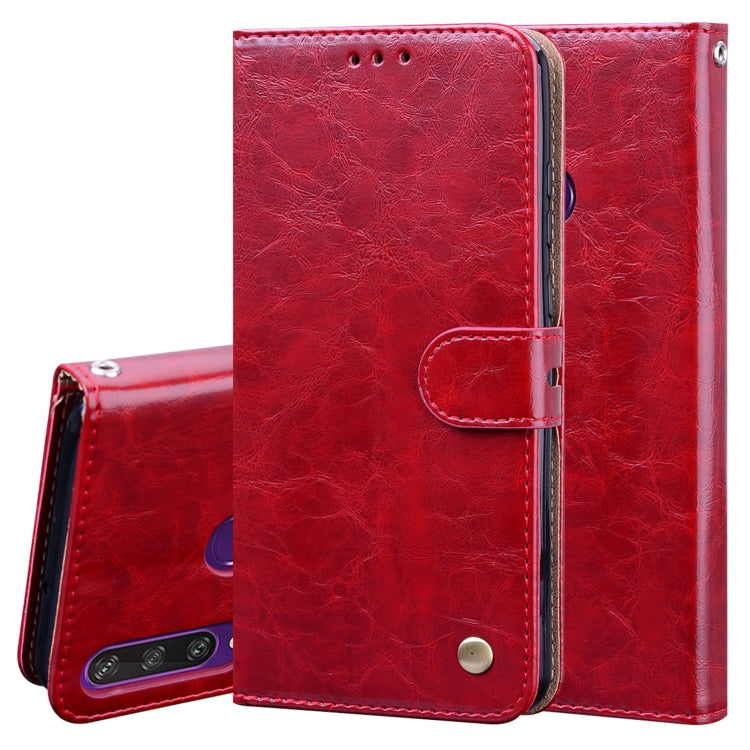 For Huawei Y6P 2020 Business Style Oil Wax Texture Horizontal Flip Leather Case with Holder & Card Slots & Wallet