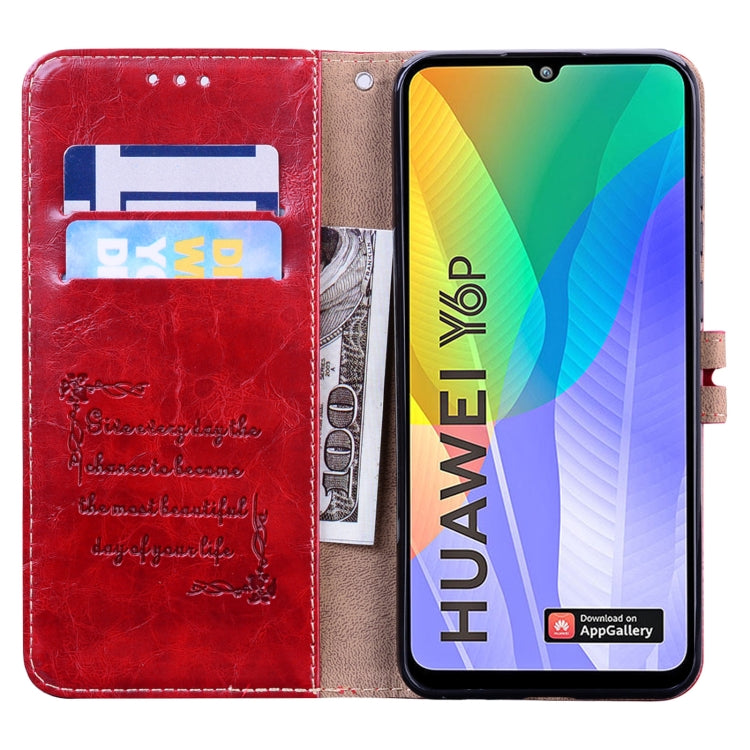 For Huawei Y6P 2020 Business Style Oil Wax Texture Horizontal Flip Leather Case with Holder & Card Slots & Wallet