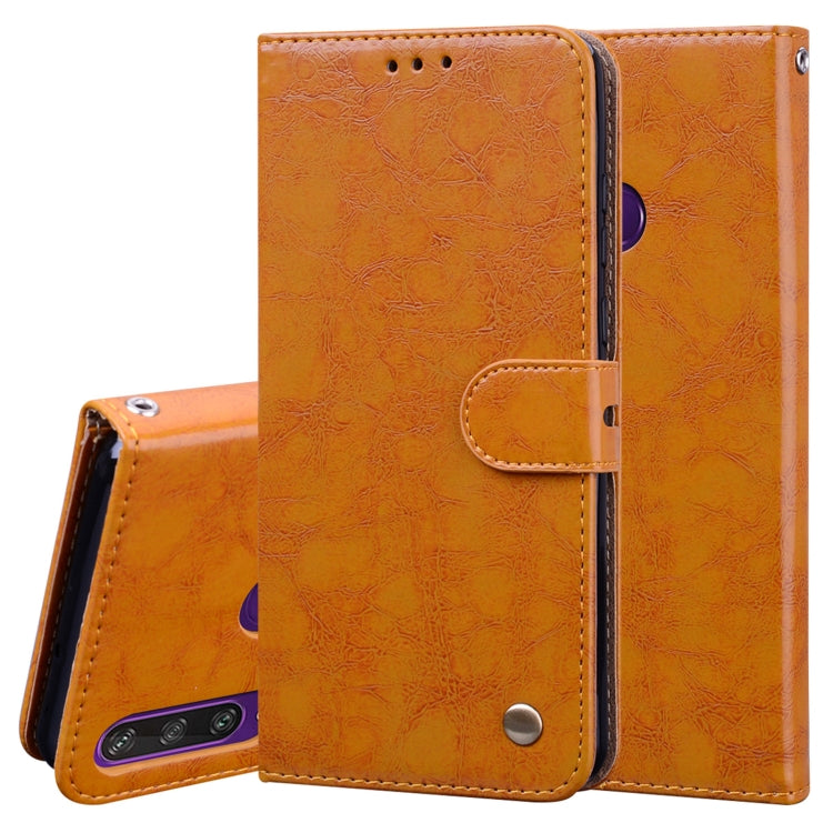 For Huawei Y6P 2020 Business Style Oil Wax Texture Horizontal Flip Leather Case with Holder & Card Slots & Wallet