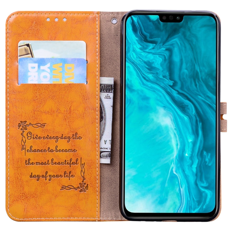 For Huawei Honor 9X Lite Business Style Oil Wax Texture Horizontal Flip Leather Case with Holder & Card Slots & Wallet