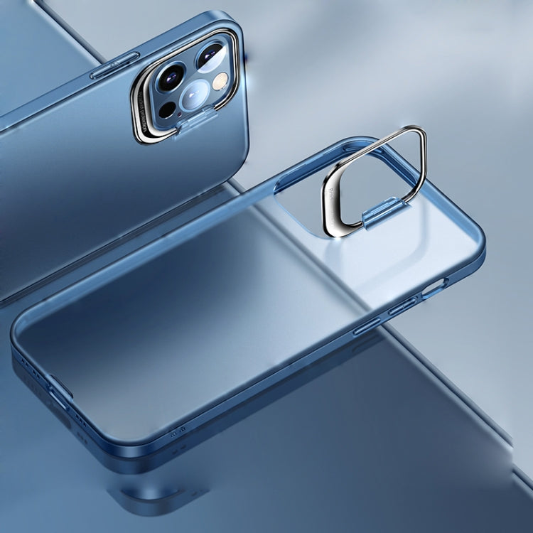 For iPhone 12 / 12 Pro Shockproof Ultra-thin Right Angle Protective Case with Invisible Holder