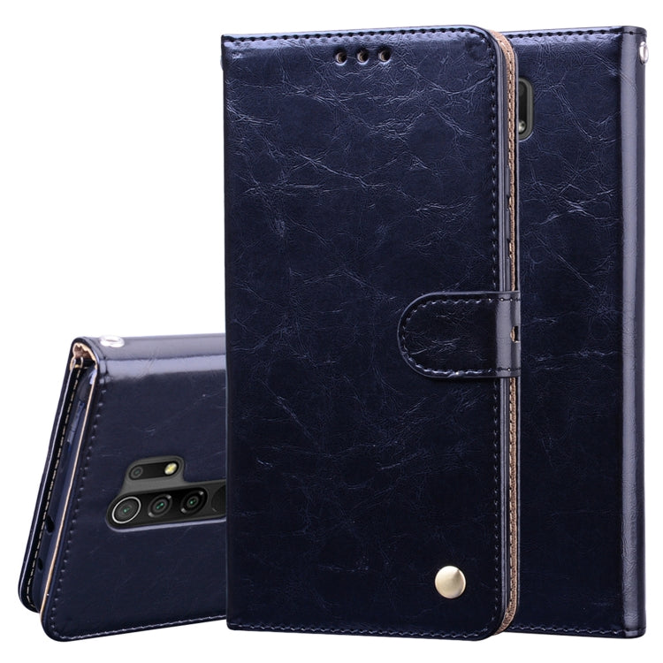 For Xiaomi Redmi 9 Business Style Oil Wax Texture Horizontal Flip Leather Case, with Holder & Card Slots & Wallet